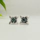 Oxidised Green Stone Flower 925 Sterling Silver Earring
